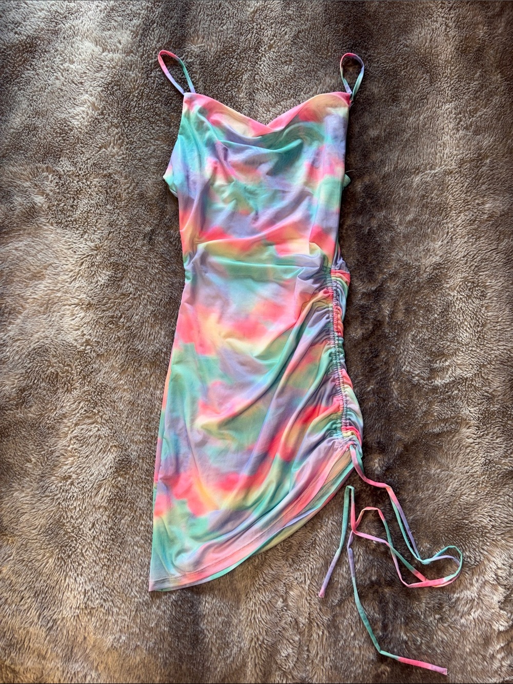 FN Tie-Dye Ruched Side Slip Dress - Multicolor 🌈